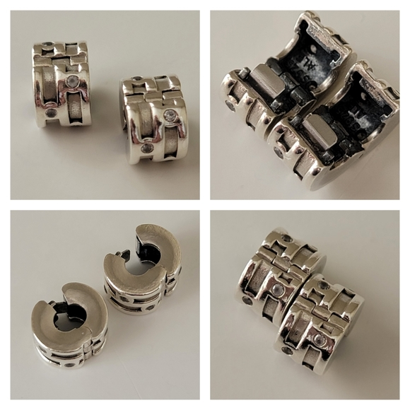Pandora Jewelry - Pandora Retired Sparkling Silver Clips